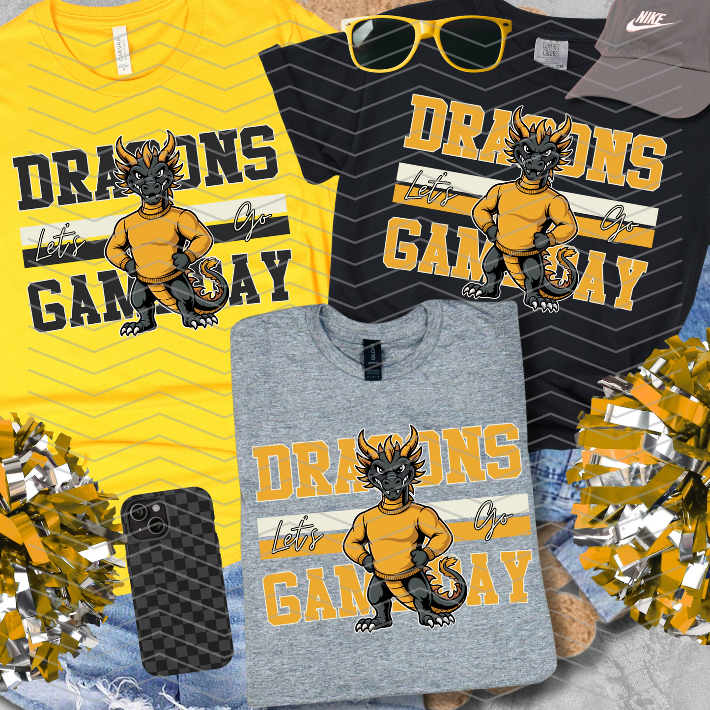 DIGITAL DOWNLOAD ONLY - Customizable - Retro DRAGONS Mascot Canva Template