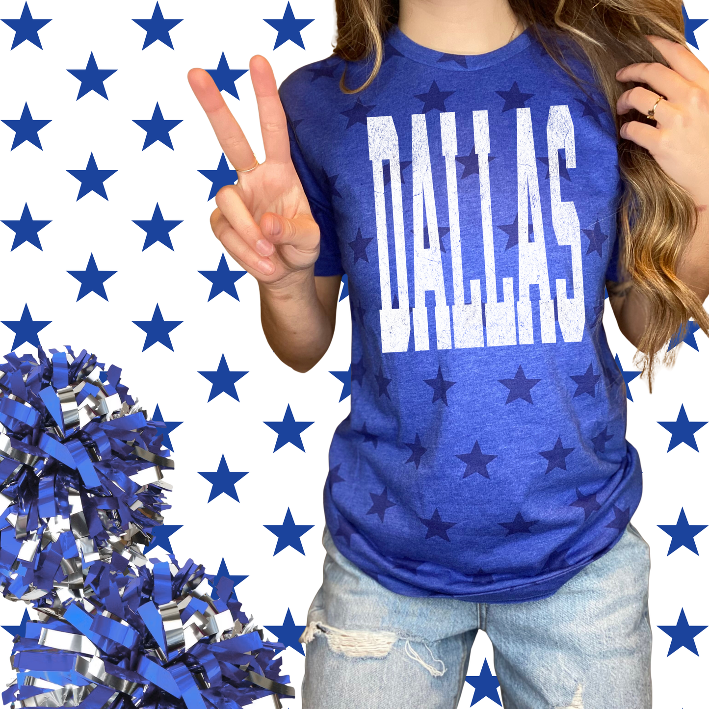 DIGITAL DOWNLOAD ONLY - Customizable - Distressed Dallas & Pennant Canva Template