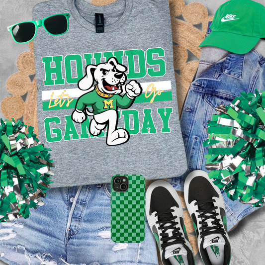 DTF TRANSFER ONLY - Green/White Vintage Hounds Gameday