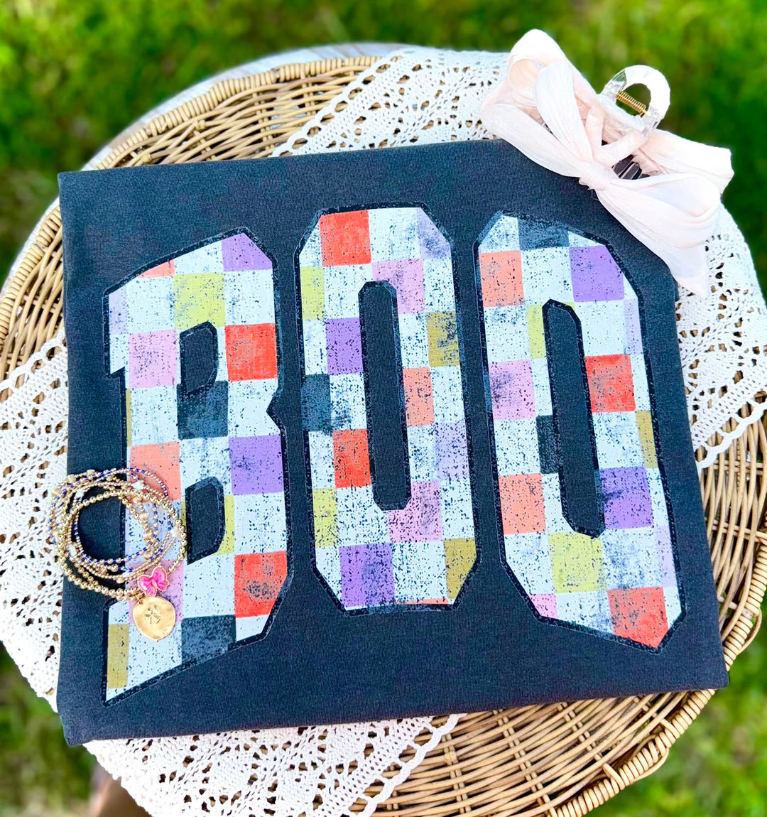 DTF TRANSFER ONLY  - Colored Checkered Boo