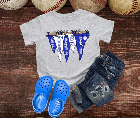 DTF TRANSFER ONLY  - Pennant Flags RACK KC Baseball Theme