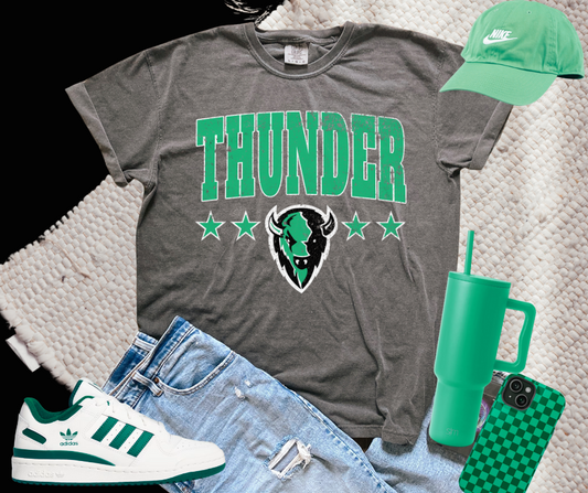 DTF TRANSFER ONLY  - Green Distressed Thunder Stars Mascot