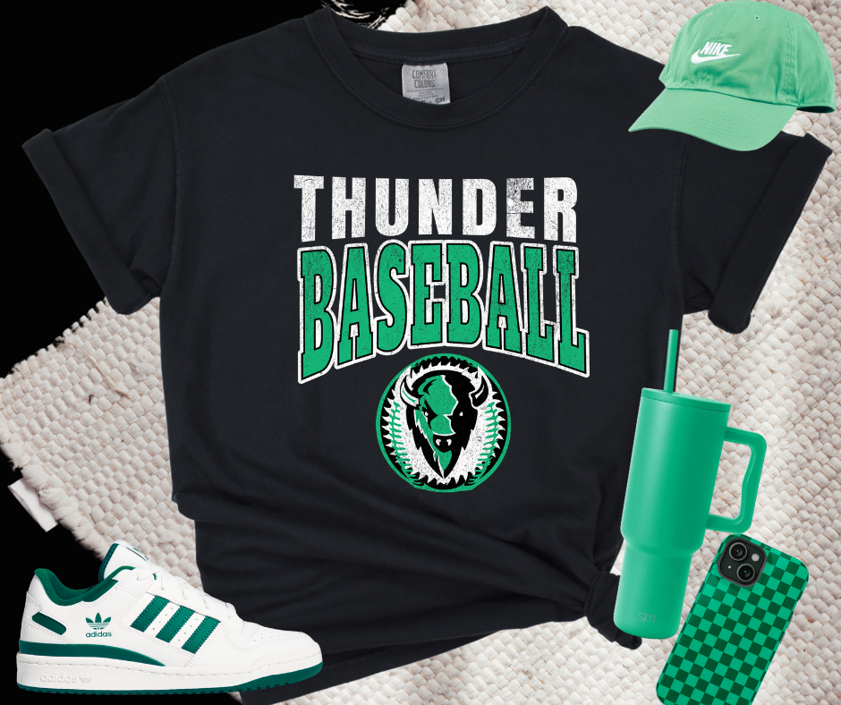 DTF TRANSFER ONLY  - Green Distressed Thunder BASEBALL