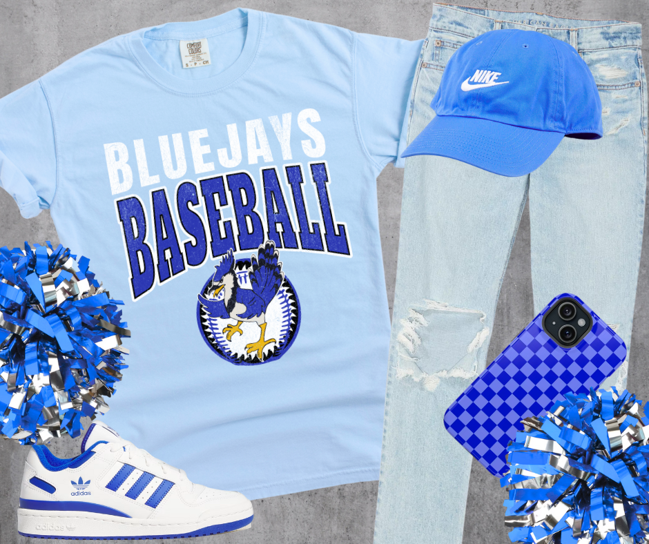 DTF TRANSFER ONLY  - Blue/White Distressed Bluejays Baseball