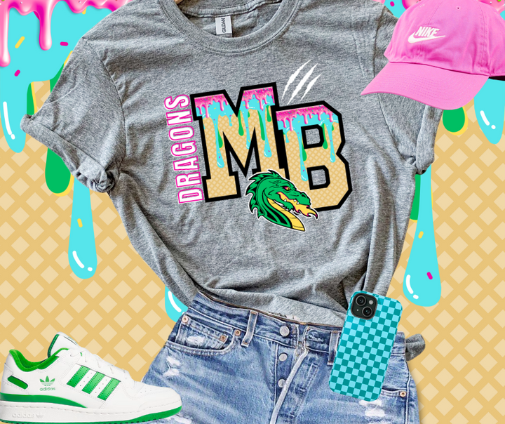 DTF TRANSFER ONLY -Mid-Buch Dragons Ice Cream Drip