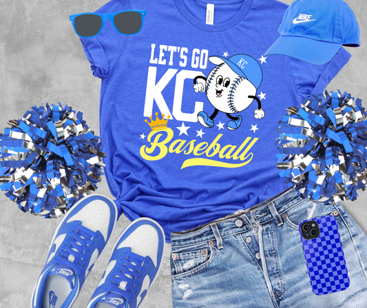 DTF TRANSFER ONLY - White/Yellow Let's Go KC Baseball