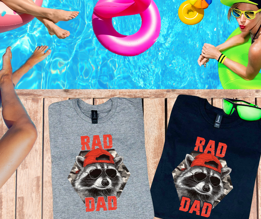 DTF TRANSFER ONLY - Rad Dad Backwards Hat Racoon