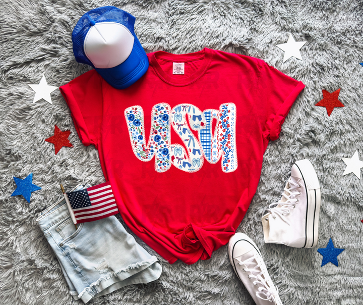 DTF TRANSFER ONLY - USA Floral & Bow