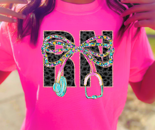 DTF TRANSFER ONLY  - Leopard RN Floral Stethoscope