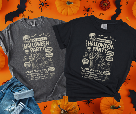 DTF TRANSFER ONLY  - Distressed Halloween Party Invite