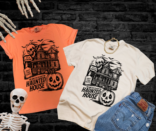 DTF TRANSFER ONLY  - Black We Dare You to Visit The Haunted House