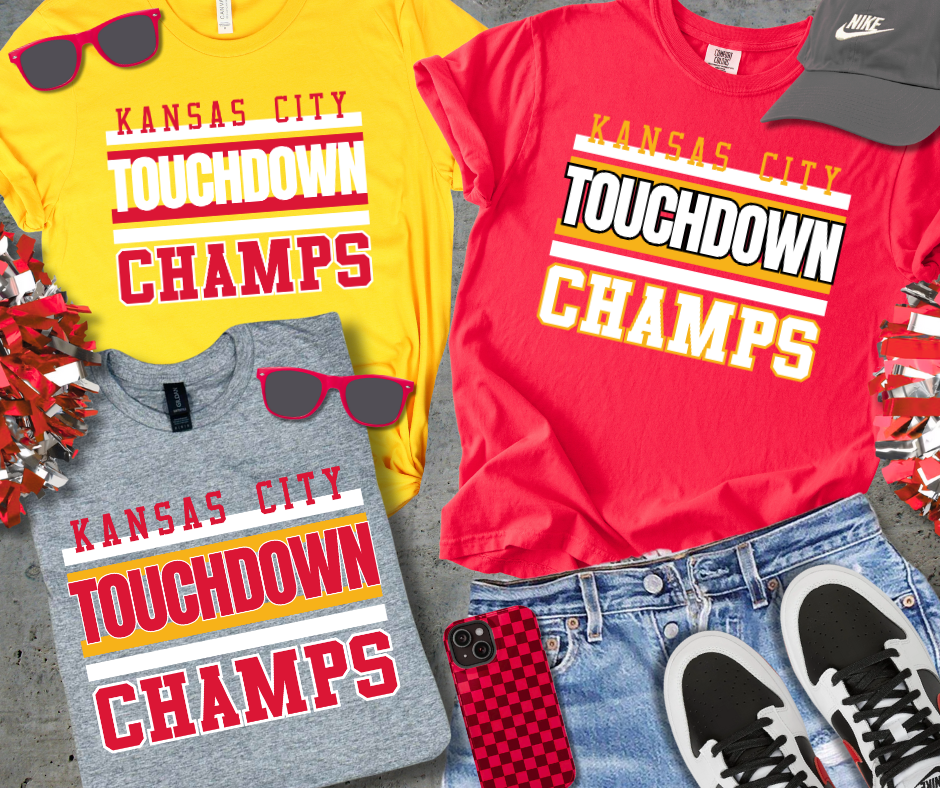 DTF TRANSFER ONLY  - Red & Gold Kansas City Touchdown Champs