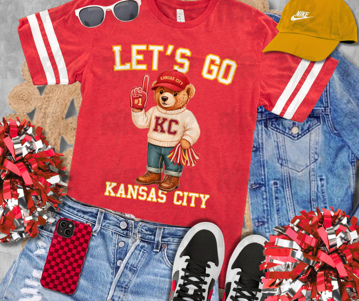 DTF TRANSFER ONLY  - KC Vintage Bear Fan - Let's Go Kansas City