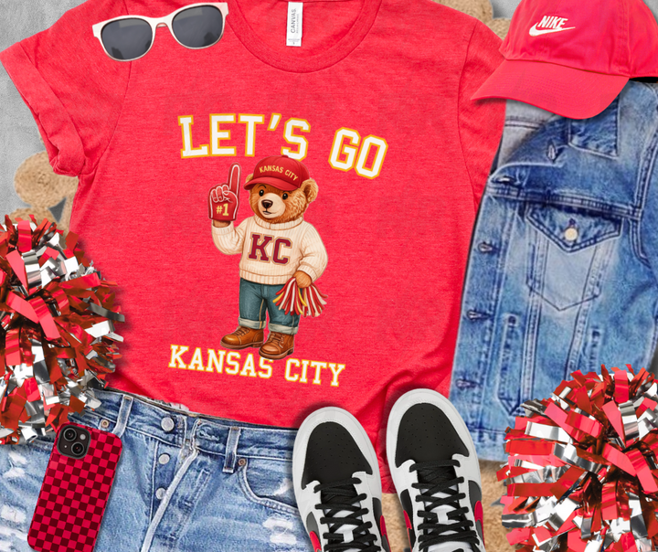 DTF TRANSFER ONLY  - KC Vintage Bear Fan - Let's Go Kansas City