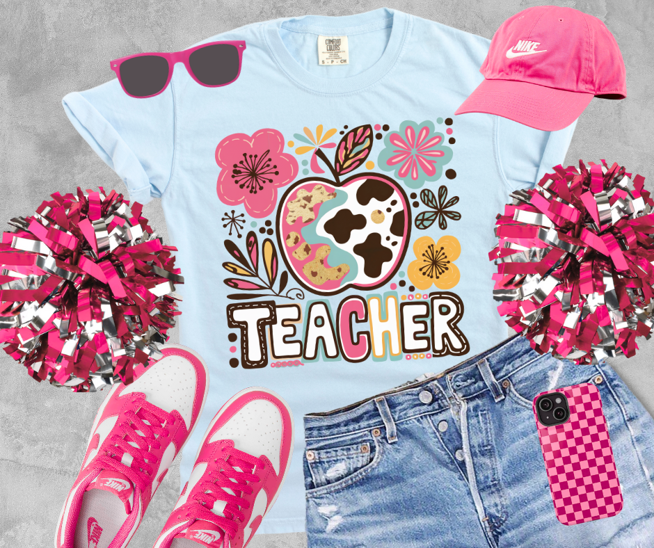 DTF TRANSFER ONLY  - Abstract Boho Floral Teacher