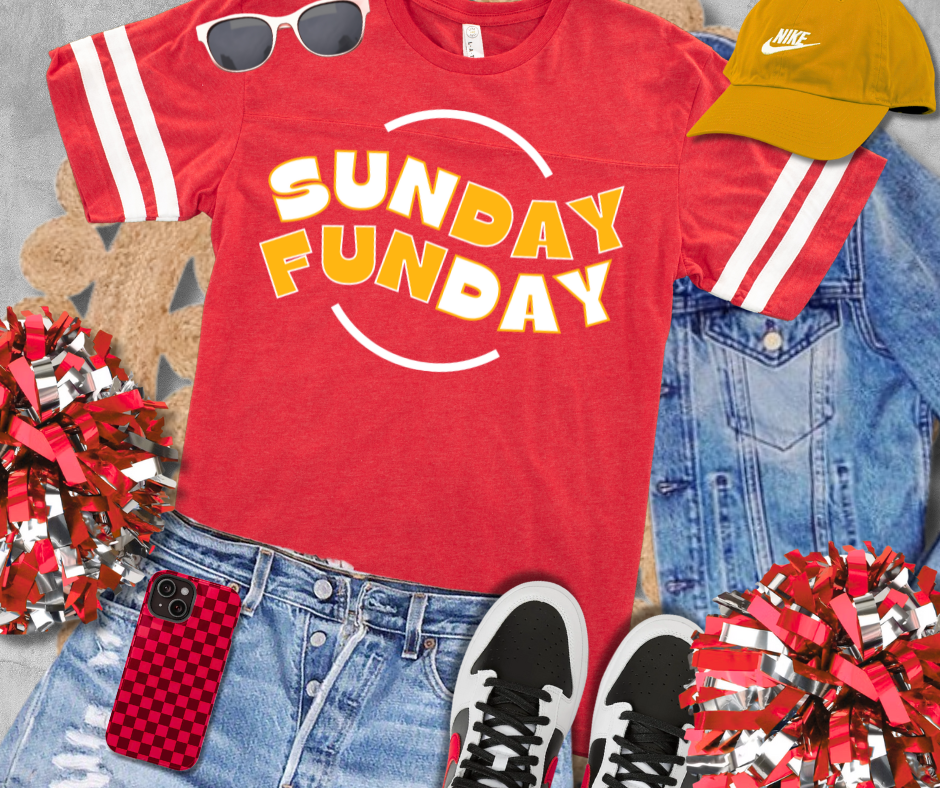 DTF TRANSFER ONLY  - White/Gold Sunday Funday