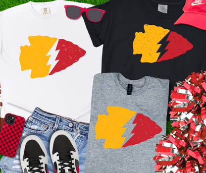 DTF TRANSFER ONLY  - Lightening Bolt Colorblock Arrowhead