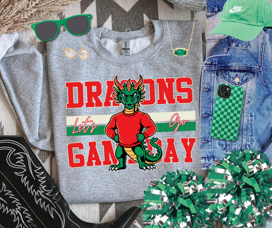 DTF TRANSFER ONLY - Red Vintage Dragons Gameday