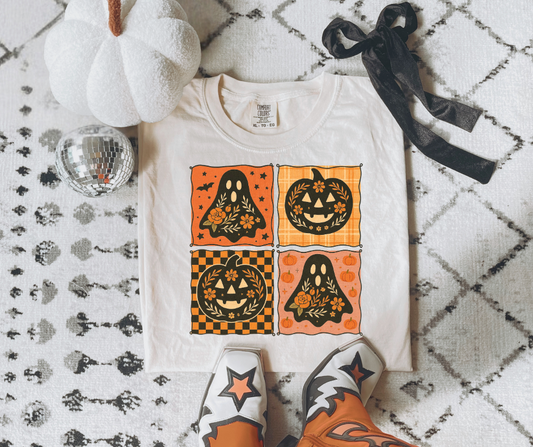 DTF TRANSFER ONLY  - 4 Square Ghost & Pumpkin