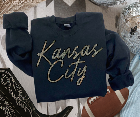 DTF TRANSFER ONLY  - Camo Kansas City Script