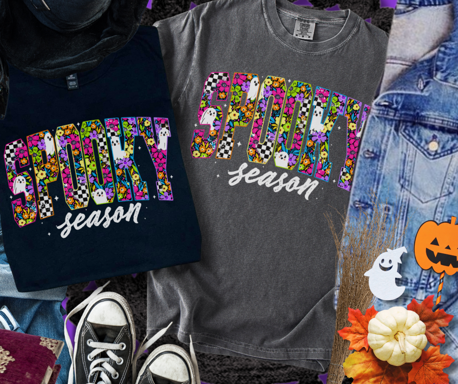 DTF TRANSFER ONLY  - Neon Checkered Spooky Season Letters