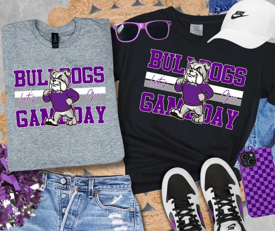 DTF TRANSFER ONLY  - Purple/Grey Retro Bulldogs Gameday