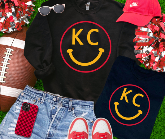 DTF TRANSFER ONLY  - Red/Yellow KC Happy Face