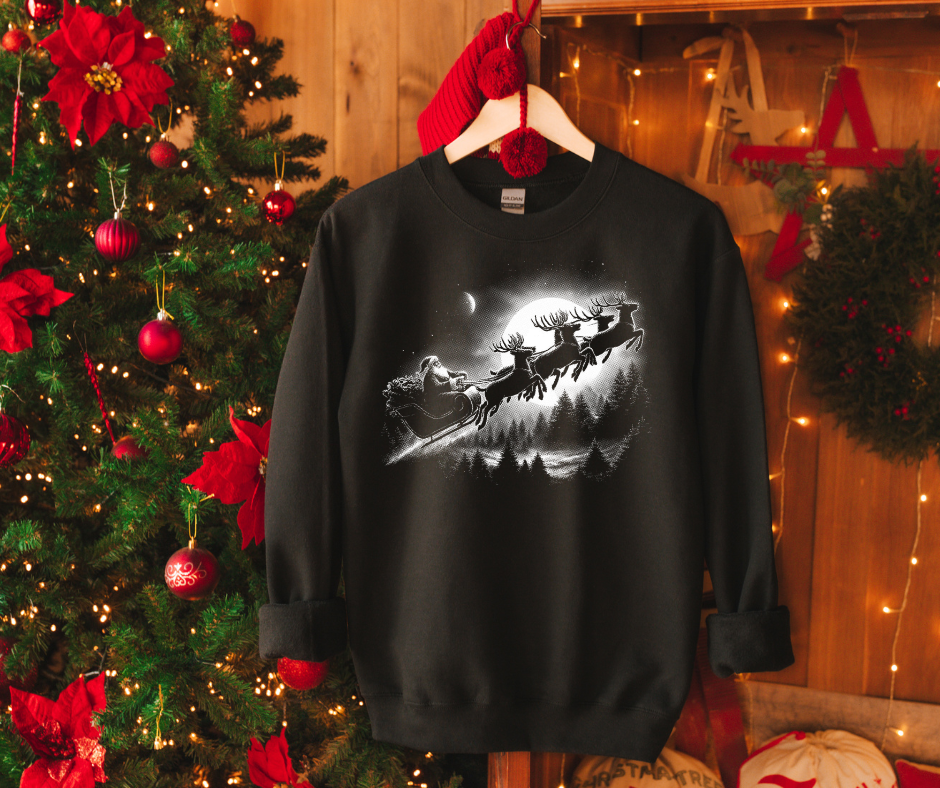 DTF TRANSFER ONLY  - VIRAL Santa Over the Pines Halftone