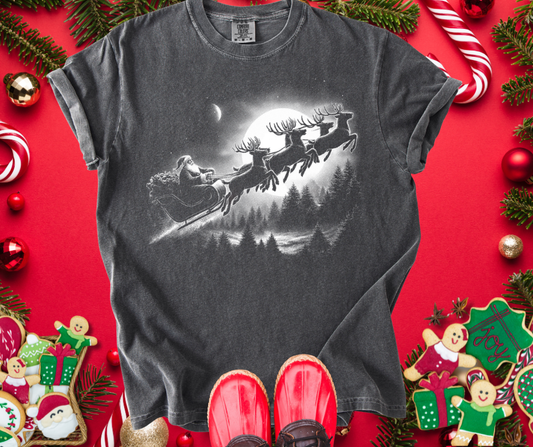 DTF TRANSFER ONLY  - VIRAL Santa Over the Pines Halftone