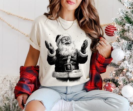 DTF TRANSFER ONLY  - VIRAL Jolly Santa Claus Halftone BLACK Ink