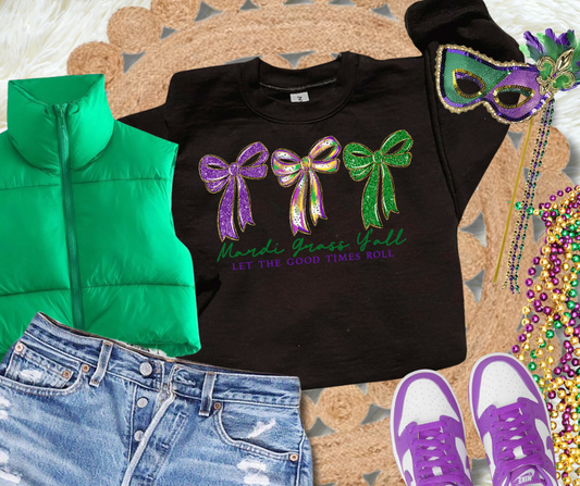 DTF TRANSFER ONLY  - Faux Glitter Bows Let the Good Times Roll