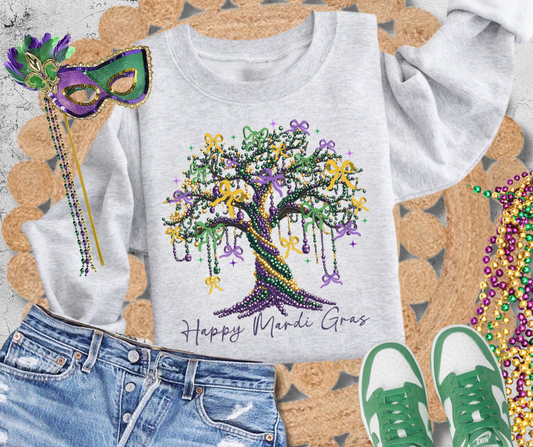 DTF TRANSFER ONLY  - Mardi Gras Beaded Bow Tree