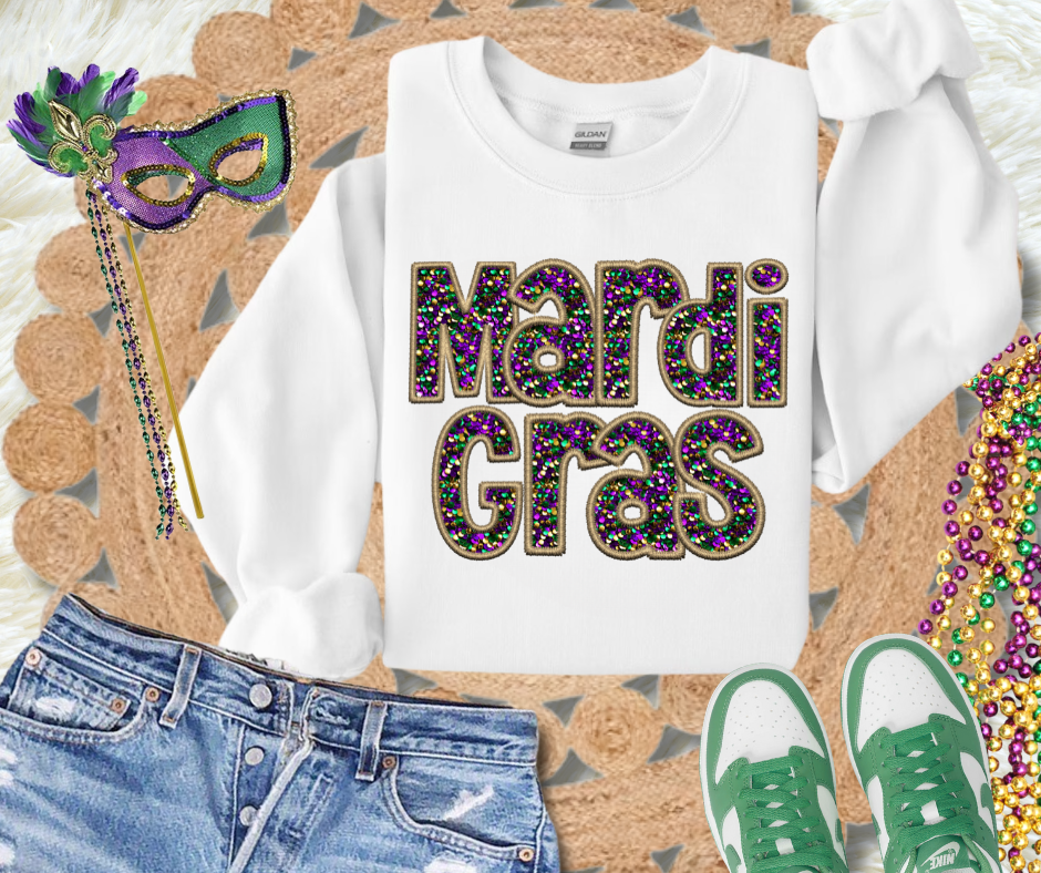 DTF TRANSFER ONLY  - Faux Glitter Mardi Gras Letters
