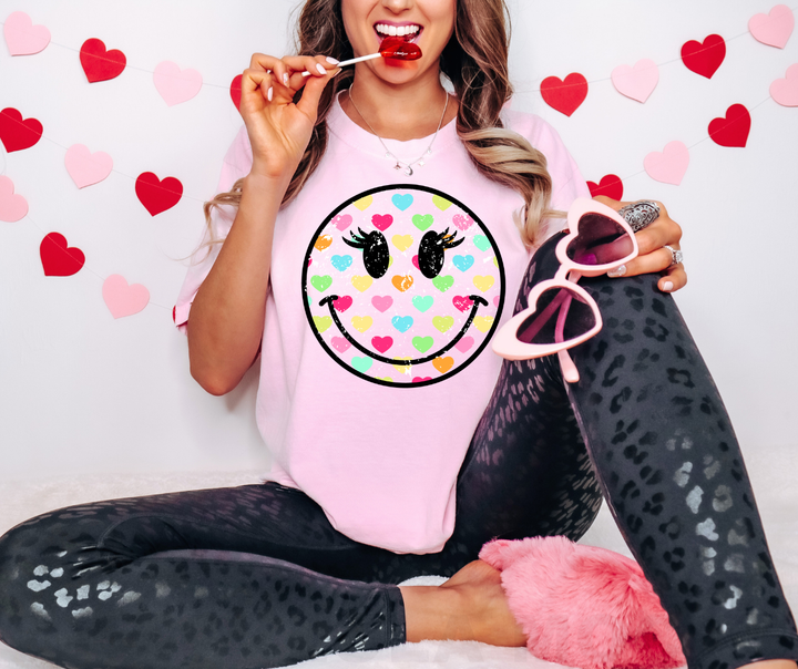 DTF TRANSFER ONLY  - Multi-Color Heart Smile Face