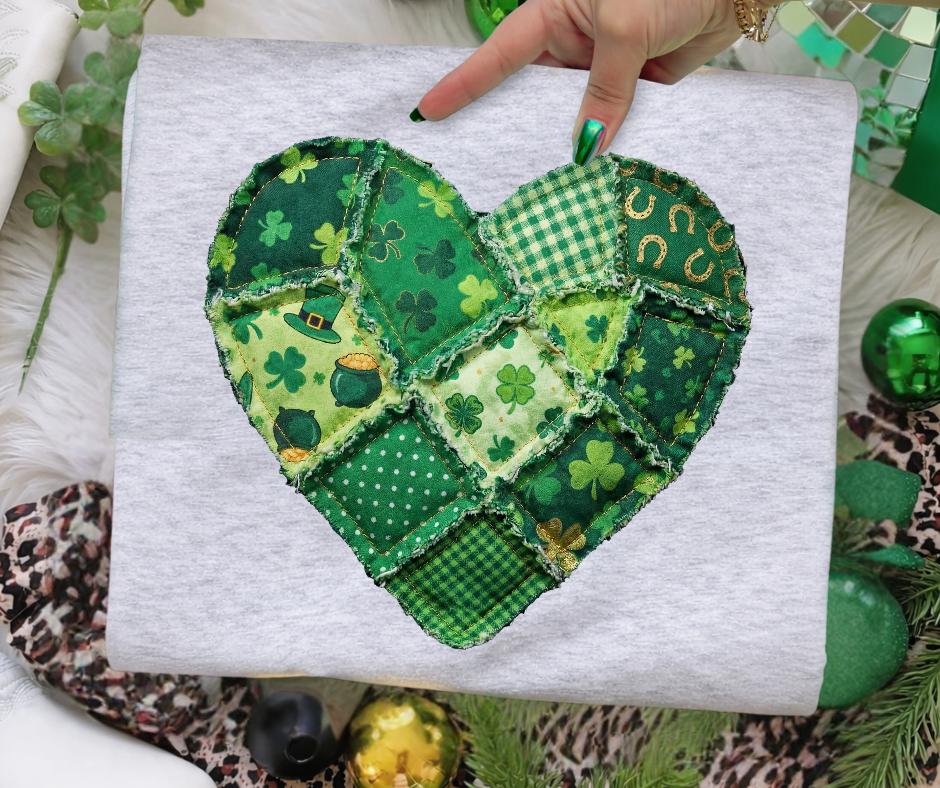 DTF TRANSFER ONLY  - Patchwork St. Patrick's Heart