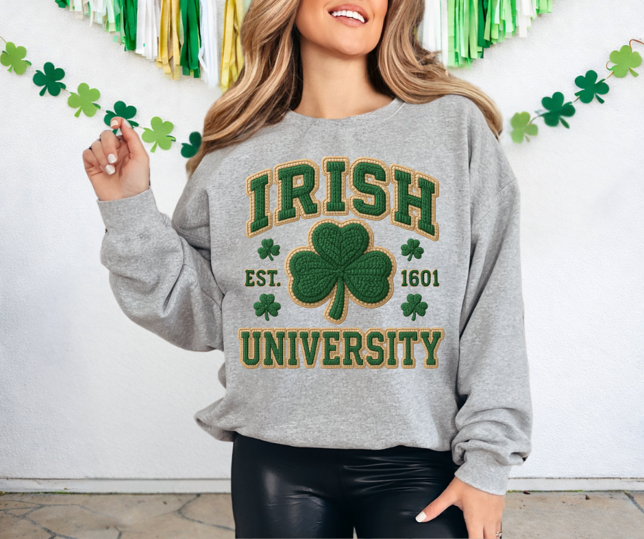 DTF TRANSFER ONLY  - Faux Yarn Irish University