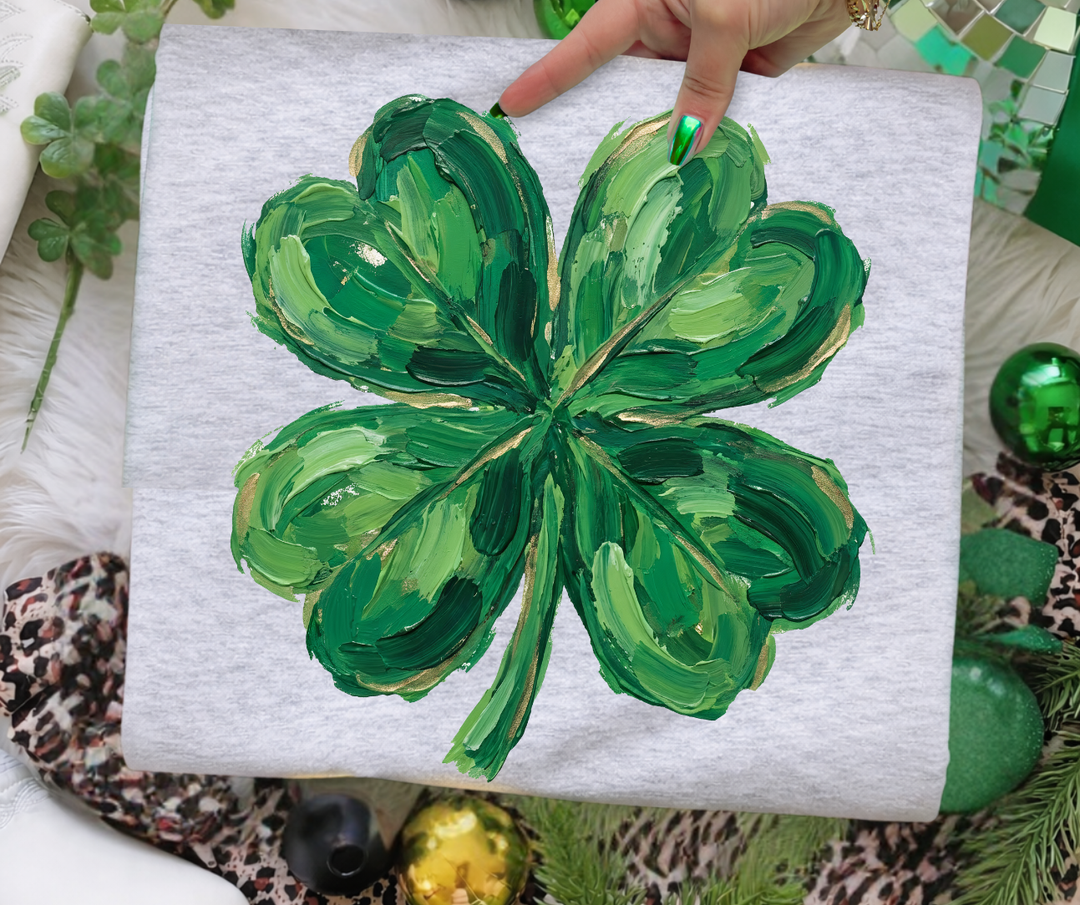 DTF TRANSFER ONLY  - Faux Painted Four Leaf Clover