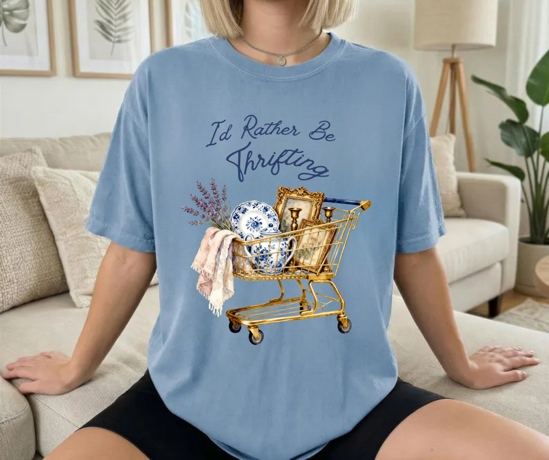 DTF TRANSFER ONLY  - I'd Rather Be Thrifting Shopping Cart