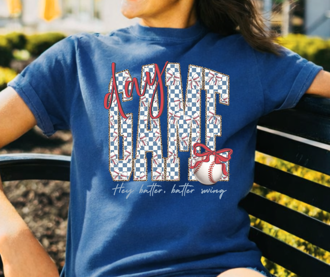 DTF TRANSFER ONLY  - Hey Batter, Batter Swing Checkered Game Day