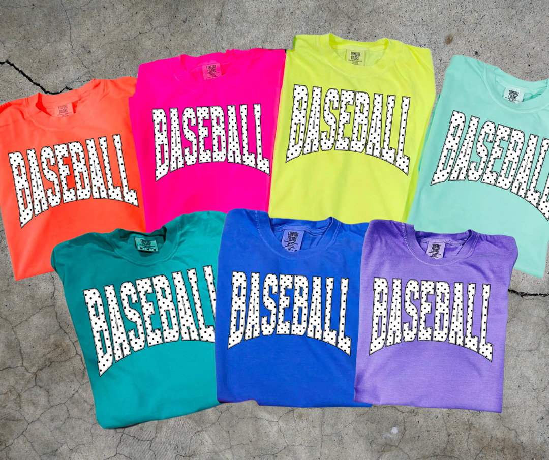 DTF TRANSFER ONLY  - Polka Dot Baseball Letters