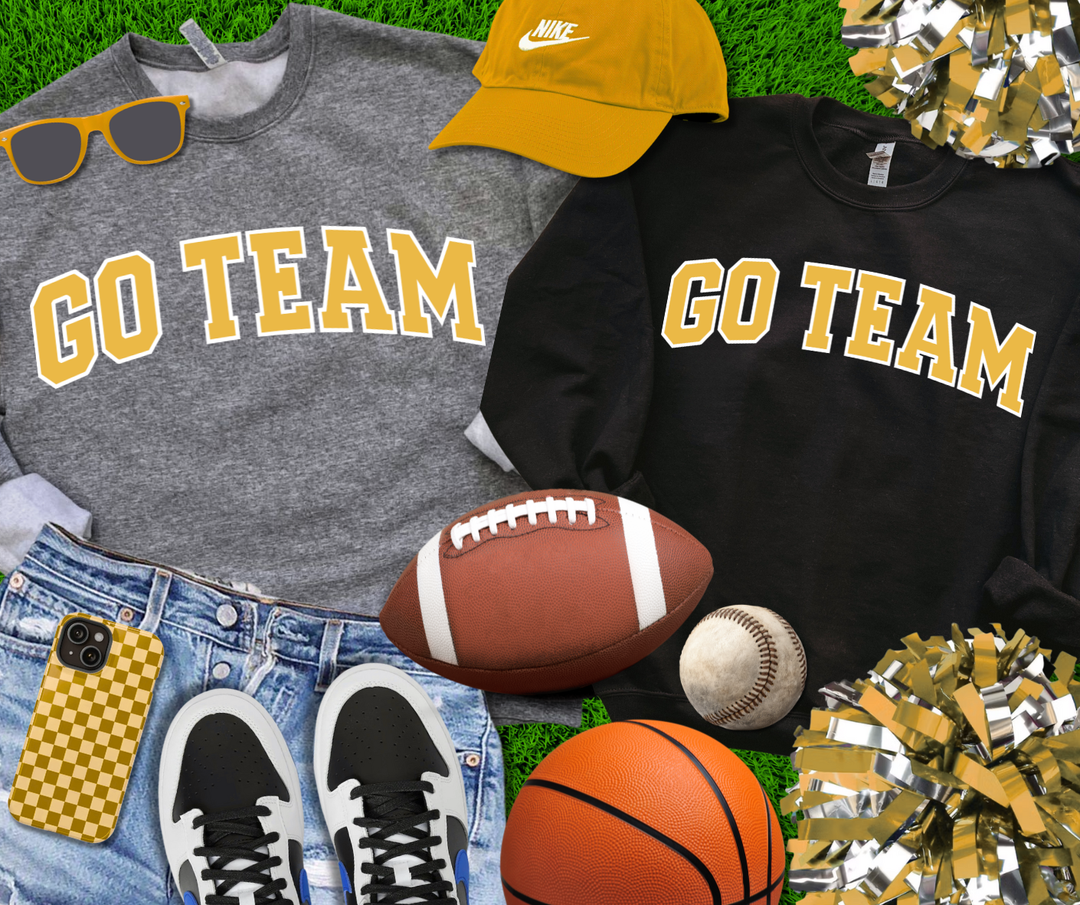 DTF TRANSFER ONLY  - Yellow Go Team Varsity Letters