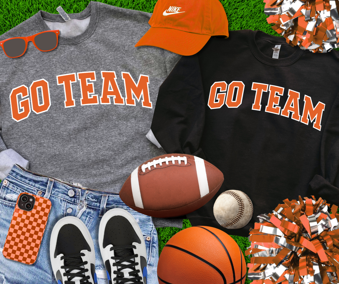 DTF TRANSFER ONLY  - Orange Go Team Varsity Letters