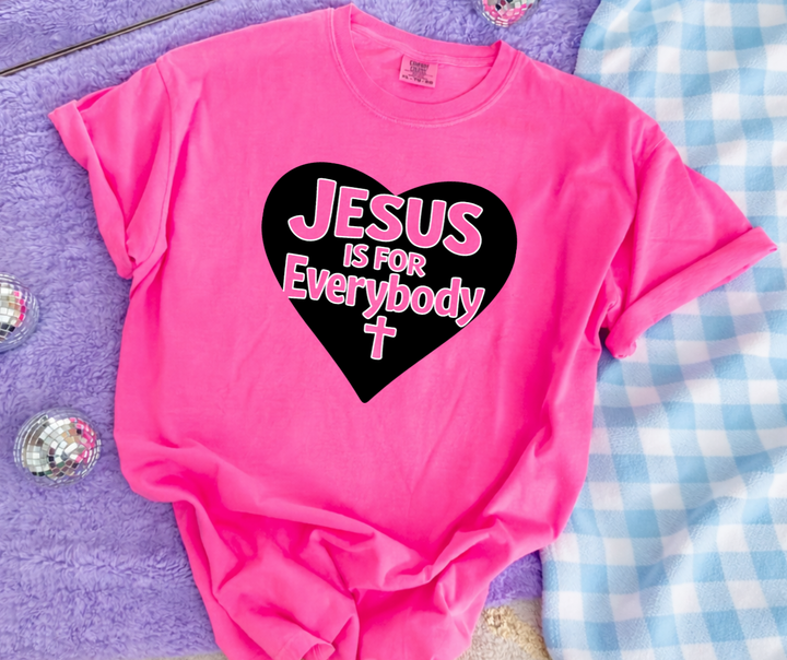 DTF TRANSFER ONLY  - Jesus Is For everybody HEART. (BLACK)