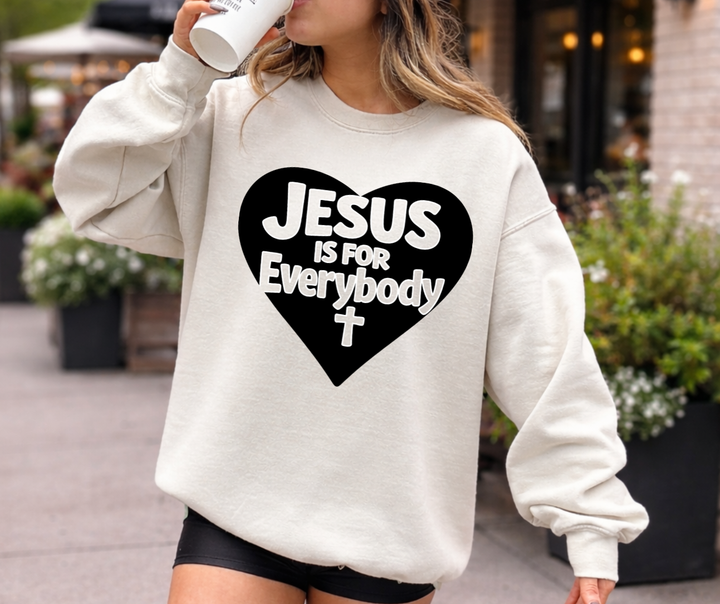 DTF TRANSFER ONLY  - Jesus Is For everybody HEART. (BLACK)