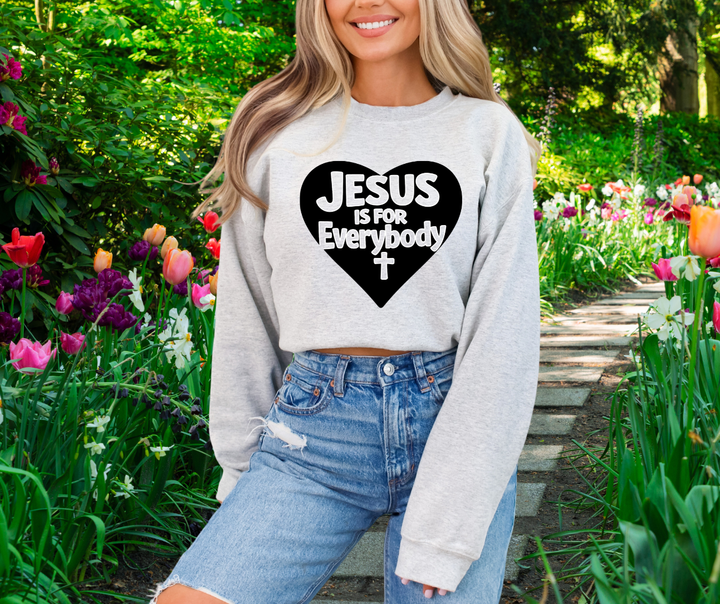 DTF TRANSFER ONLY  - Jesus Is For everybody HEART. (BLACK)
