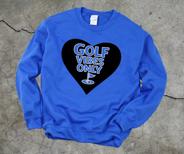 DTF TRANSFER ONLY  - Golf Vibes Only Black Heart No Fill on Text