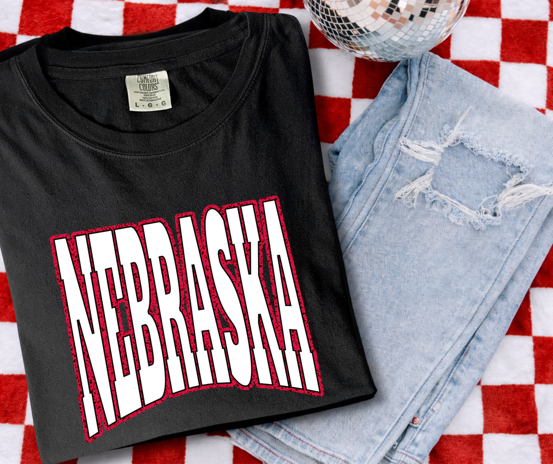 DTF TRANSFER ONLY  - Solid Nebraska Red/White