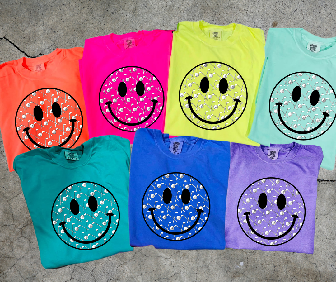 DTF TRANSFER ONLY  - Golf Smile Face