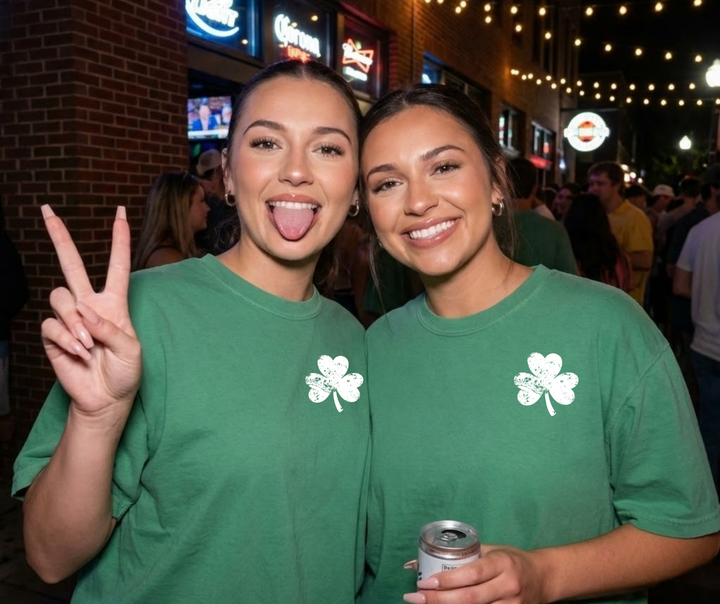 DTF TRANSFER ONLY  - White Distressed Shamrock