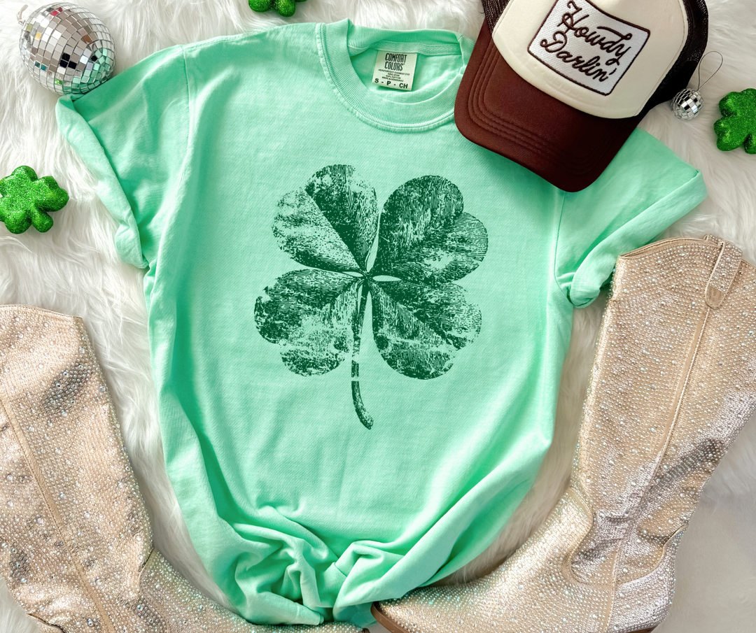DTF TRANSFER ONLY  - Distressed Halftone Dark Green Shamrock